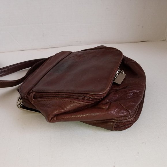 Vintage HOBO INTERNATIONAL Brown Leather Mini Crossbody Organizer Expandable - Picture 14 of 15